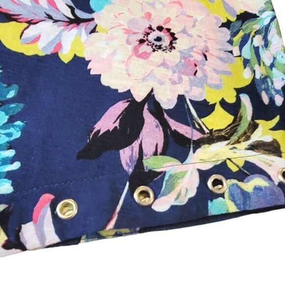 Chico's Blooming Happiness Scoop Neck Asymmetrical Grommet Tunic Size S - Picture 6 of 10